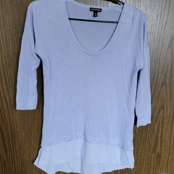 Express Lavender Scoop Neck Ruffle Hem Tunic Sweater Size XS - Picture 10 of 15
